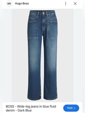 Hugo Boss Mid-Blue Relaxed Wide-Leg Jeans
